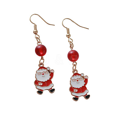 Alloy Enamel Santa Claus Dangle Earrings FS-WGCA223-01-1