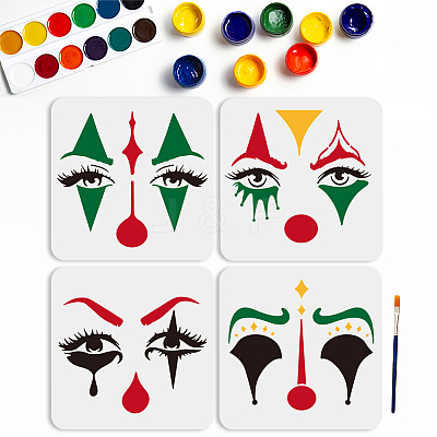 1 Set Clown Theme PET Hollow Out Drawing Painting Stencils DIY-MA0004-66-1