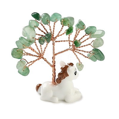 Natural Green Aventurine Chips Tree of Life Decorations DJEW-A017-01J-1