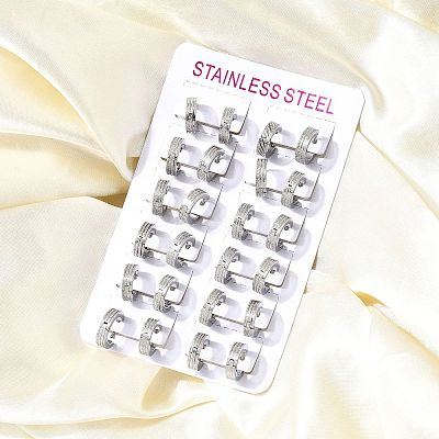 304 Stainless Steel Hoop Earrings EJEW-L302-03D-P-1