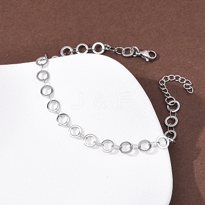 304 Stainless Steel Ring Link Chain Bracelets BJEW-P373-02A-P-1