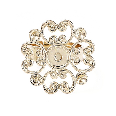 Flower Brass Adjustable Ring Findings RJEW-XCP0001-03-1