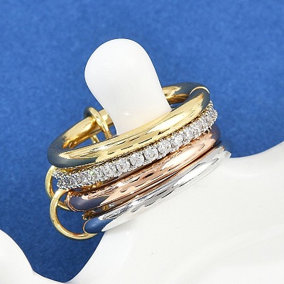 Brass Micro Pave Cubic Zirconia Plain Band Finger Rings for Women RJEW-P160-01G-MC-1