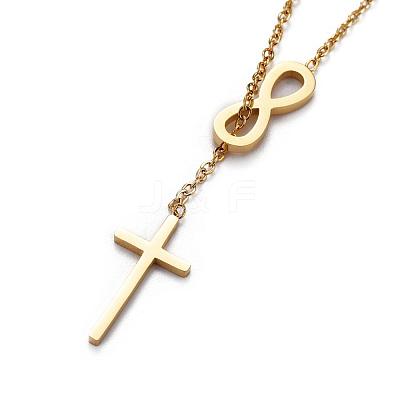 304 Stainless Steel Cable Chains Lariat Necklaces NJEW-F267-17G-1