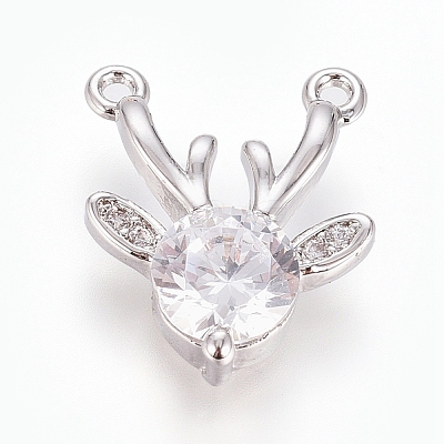 Christmas Brass Micro Pave Cubic Zirconia Pendants ZIRC-G166-03P-1
