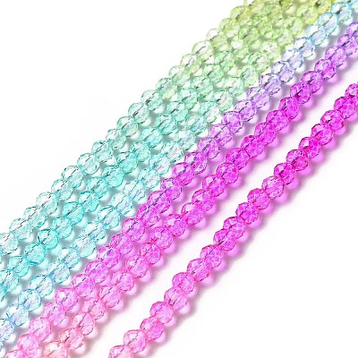 Transparent Gradient Color Glass Beads Strands GLAA-H021-01B-16-1