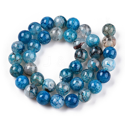 Dyed Natural Dragon Veins Agate Beads Strands X-G-Q462-128C-8mm-1