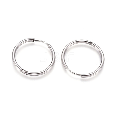 Tarnish Resistant 202 Stainless Steel Huggie Hoop Earrings X-EJEW-F111A-25mm-P-1