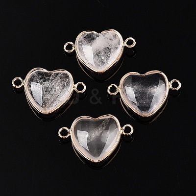 Natural Quartz Crystal Love Heart Pendants G-T138-205C-G-1