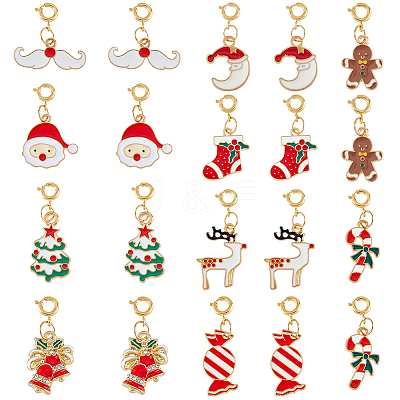 20Pcs 10 Styles Christmas Alloy Enamel Pendants Decorations PALLOY-FH00174-1