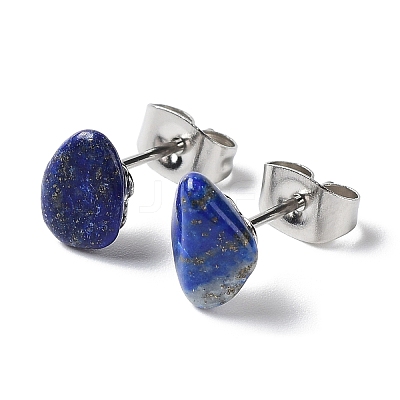 Raw Nuggets Natural Gemstone Stud Earrings EJEW-K253-01P-1