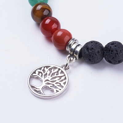 Natural Lava Rock Stretch Bracelets BJEW-F308-35AS-1