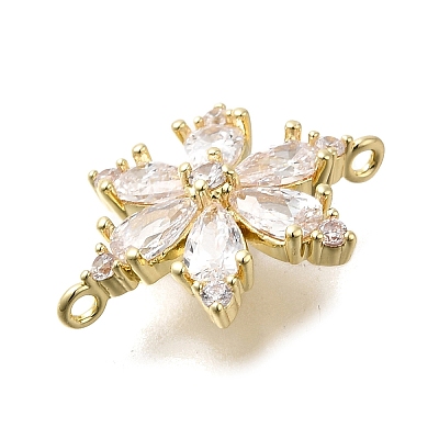Brass Clear Cubic Zirconia Snowflake Connector Charms LS-KK-Q048-19G-1
