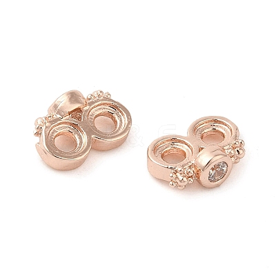 Rack Plating Brass Pave Clear Cubic Zirconia Spacer Bars KK-B088-11A-RG-1