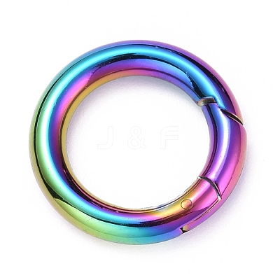 Rainbow Color PVD Vacuum Plating 304 Stainless Steel Spring Gate Rings STAS-E055-23M-1