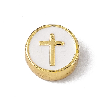 Real 18K Gold Plated Brass Enamel Beads KK-F814-04G-M-1