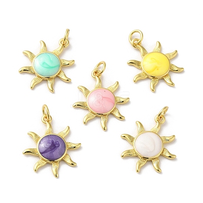 Rack Plating Brass Enamel Pendants KK-D074-05G-1