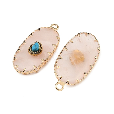 Natural Rose Quartz & Synthetic Turquoise Carved Pendants GG-CBA5963-02A-1