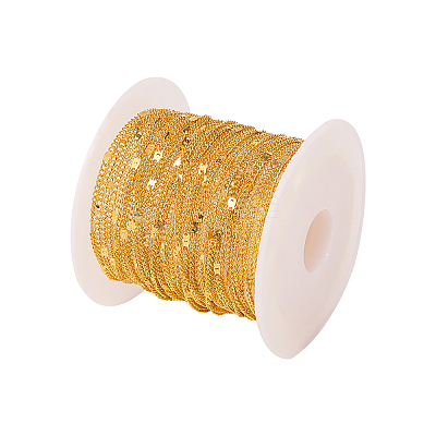 Soldered Brass Coated Iron Curb Chains CH-CJ0001-01A-G-1