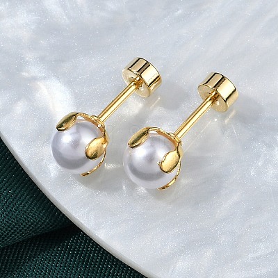 Round Plastic Imitation Pearl Ear Fake Plugs EJEW-H105-18G-1