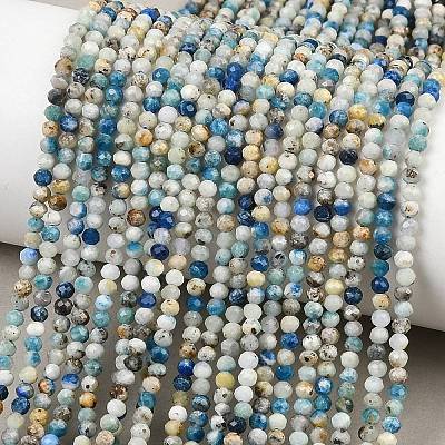 Natural Blue Azurite in Calcite Beads Strands X-G-P618-3mm-01-1