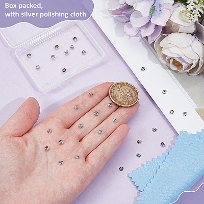 30Pcs Retro 925 Sterling Silver Bead Caps STER-BC0004-11-1