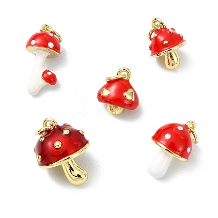 5Pcs 5 Styles Brass Enamel Charms KK-CJ0003-93-1