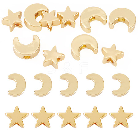 10Pcs 2 Styles Brass Beads KK-TA0003-27-1