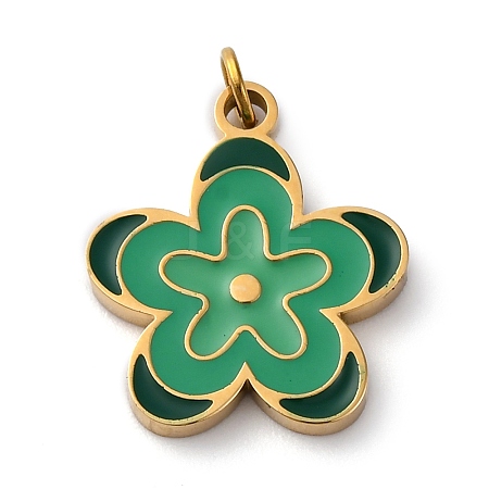 316 Surgical Stainless Steel Enamel Pendants STAS-K258-40C-G-1