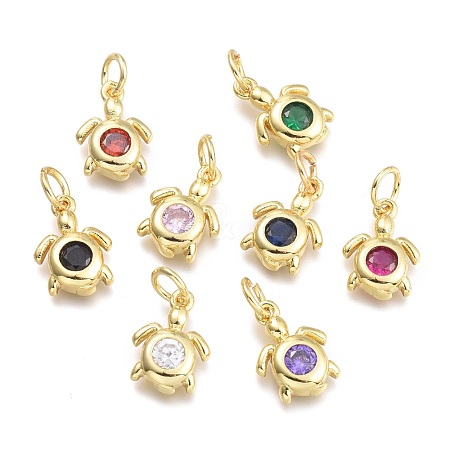 Brass Micro Pave Cubic Zirconia Pendants KK-P187-12-G-1