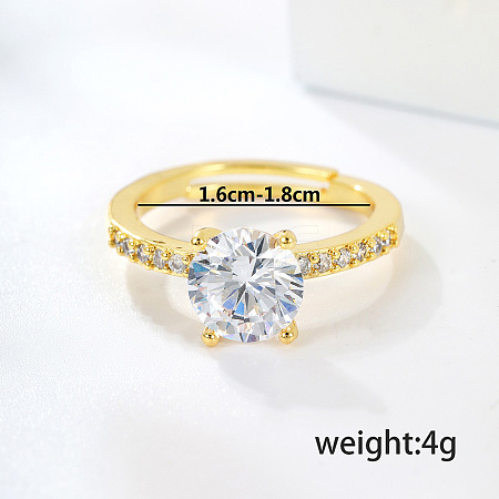 Brass Micro Pave Clear Cubic Zirconia Cuff Rings for Women DX8665-1