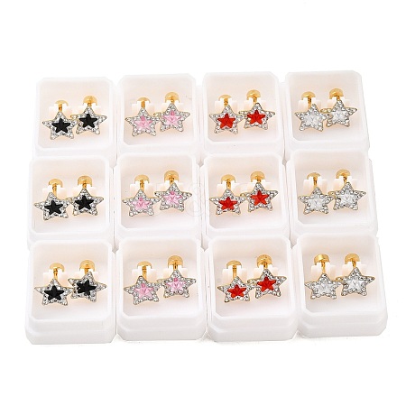 Star Glass & Polymer Clay Rhinestone Ear Fake Plugs EJEW-H105-29G-1