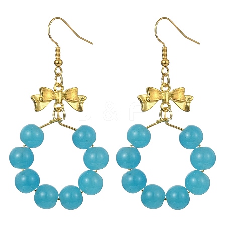 Imitation Jade Glass Beaded Ring Dangle Earrings EJEW-JE05567-01-1