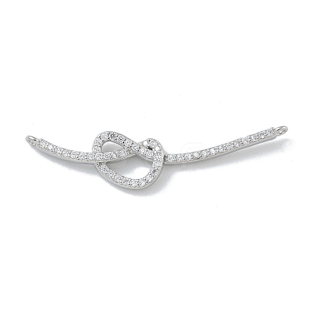 Rack Plating Brass Micro Pave Clear Cubic Zirconia Heart Connector Charms KK-G515-34P-1