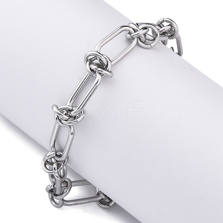 304 Stainless Steel Paperclip Chain Bracelets for Women BJEW-P347-03P-1