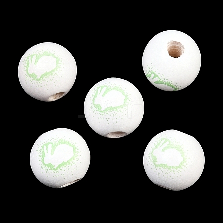 Printed Wood European Beads WOOD-G029-03B-1