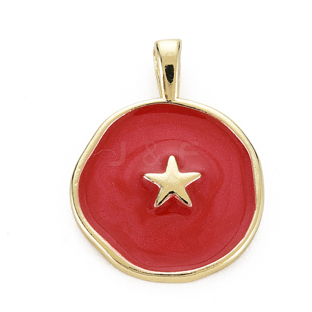 Brass Enamel Pendants KK-Q283-057B-NR-1