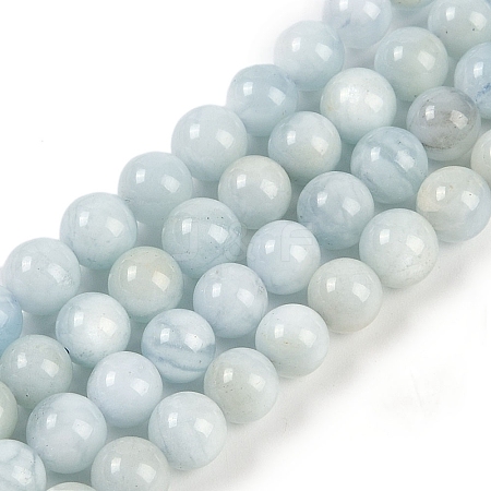 Natural Aquamarine Round Bead Strands G-I155-02-6mm-1