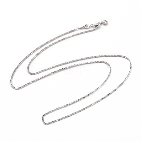 Anti-Tarnish Rhodium Plated 925 Sterling Silver Wheat Chains Necklace for Women STER-I021-02A-P-1