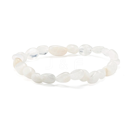 Natural Rainbow Moonstone Nuggets Beads Stretch Bracelet for Her BJEW-JB06951-09-1