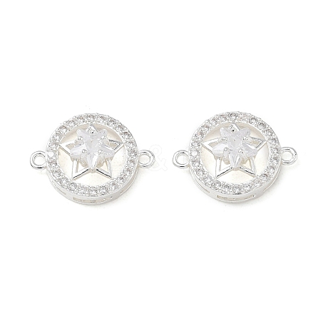 Brass Micro Pave Clear Cubic Zirconia Connector Charms CU-CBA3F77-09S-1