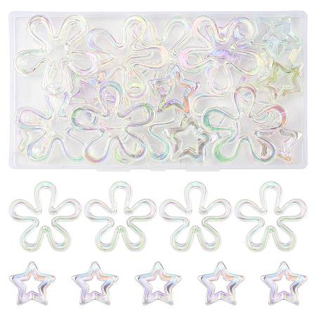 20Pcs 2 Styles Plated UV Acrylic Beads TACR-FS0001-61-1