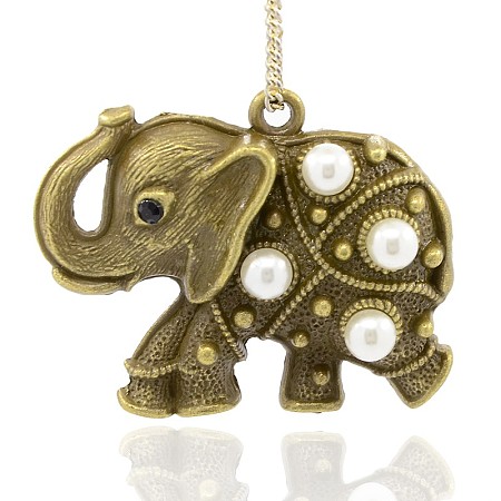 Antique Bronze Alloy Elephant Pendants PALLOY-J204-01AB-1