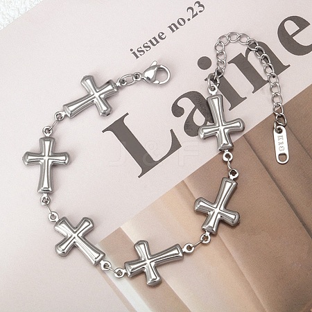 304 Stainless Steel Link Bracelets for Women BJEW-Q041-01B-P-1