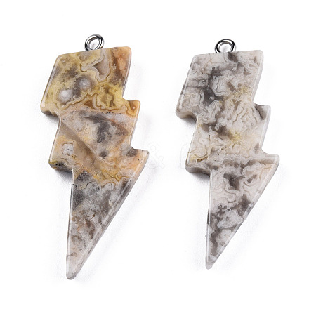 Natural Crackle Agate Pendants G-N332-53-A15-1