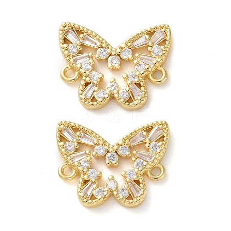 Rack Plating Brass Cubic Zirconia Butterfly Connector Charms KK-C084-31C-G01-1