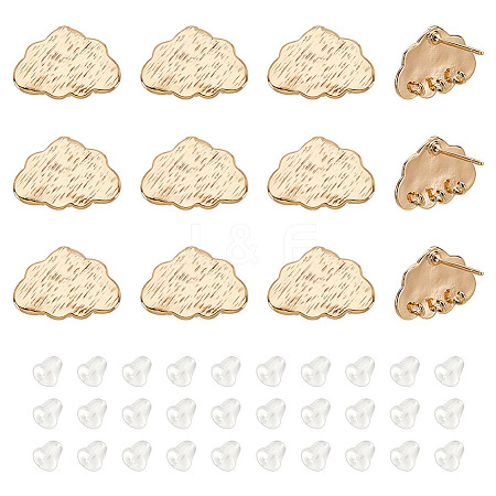 GOMAKERER 12Pcs Cloud Shape Brass Stud Earring Findings KK-GO0001-65-1