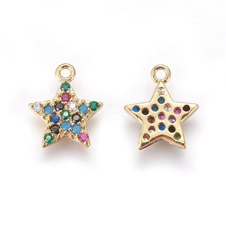 Brass Cubic Zirconia Charms KK-O119-17G-1