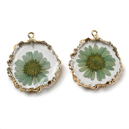 Inner Dried Flower Resin Pendants X-RESI-P028-02KCG-02-1