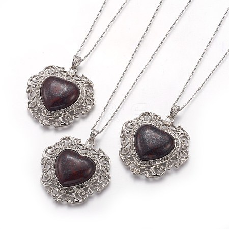 Natural Brecciated Jasper Pendant Necklaces NJEW-P242-A09-1